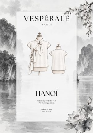 Patron de couture PDF HANOÏ – blouse à col Mao Vespérale Paris